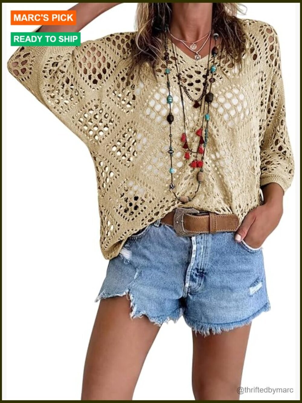 Crochet Cover Up Top Short Sleeve Hollow Out Sweater Beach Swimsuit Cover Ups